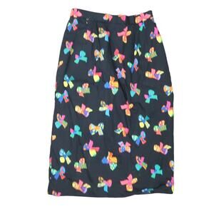 Vintage 90s Doncaster black multicolor bow print pencil skirt 28"